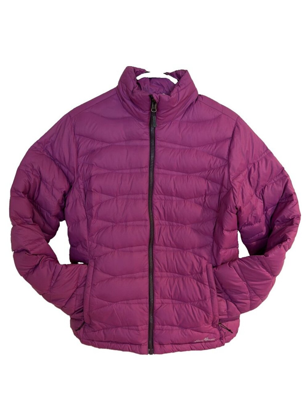 Eddie Bauer Packable Down Jacket Womens M Purple Lightweight Zip Up Excellent